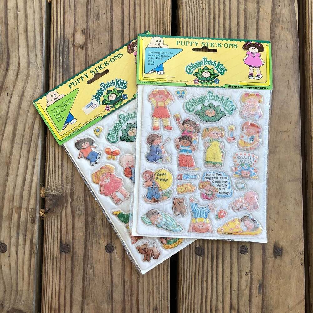 Vintage 1983 Cabbage Patch Kids Puffy Stick-Ons - Lot of 2 New Sealed Packs